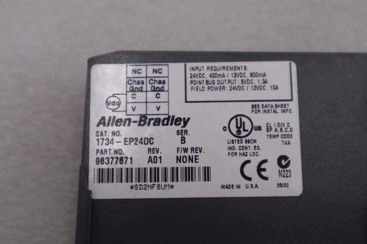 Used Allen Bradley 1734-EP24DC /B POINT I/O 24VDC #K-2248