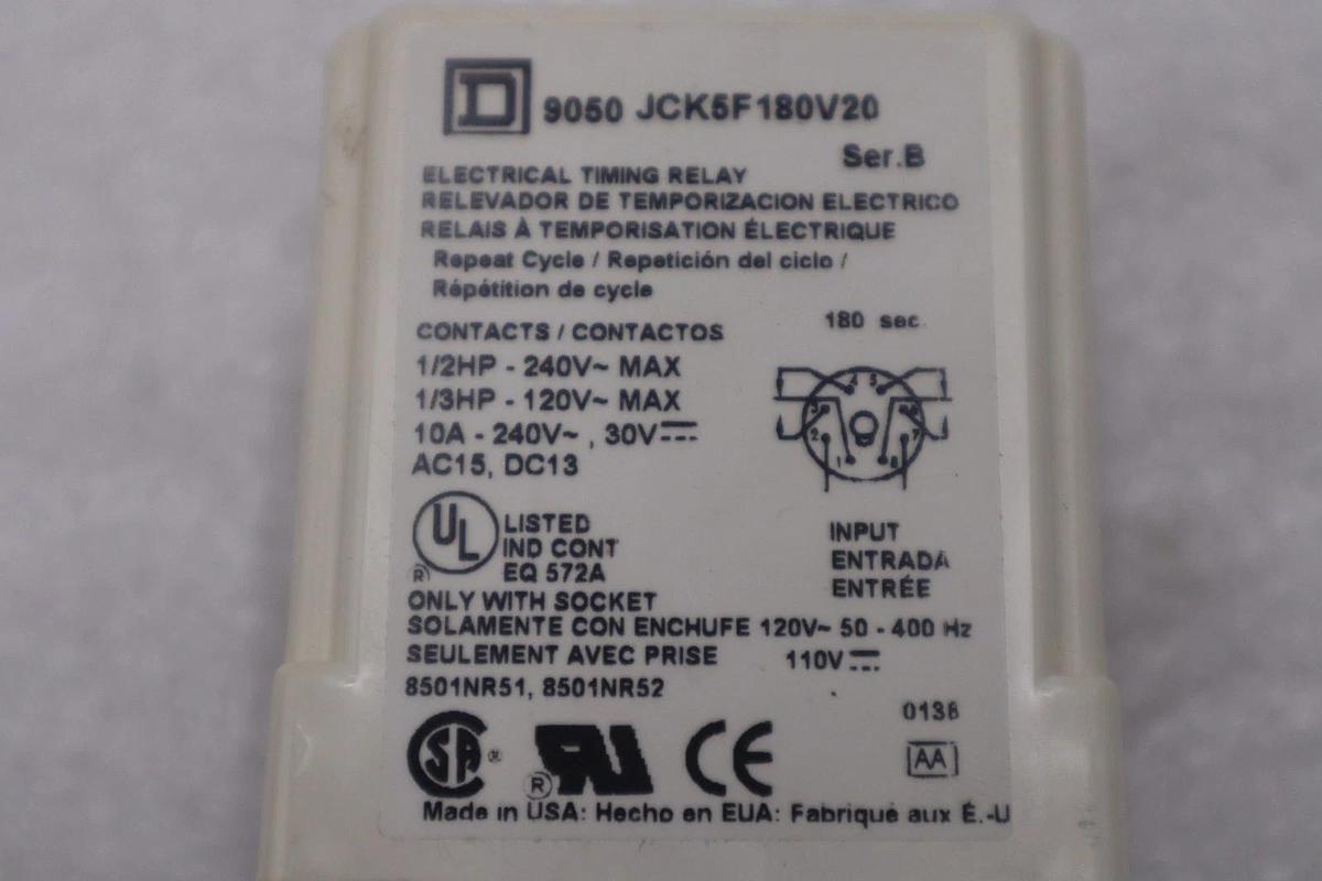 Used SCHNEIDER ELECTRIC SQUARE D 9050JCK5F180V20 TIMING RELAY NEW STOCK GF-694A