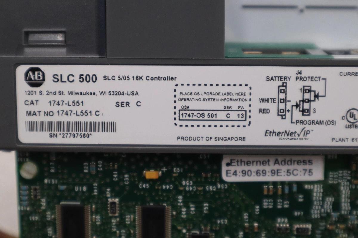 Used Allen Bradley 1747-L551 /C SLC 500 SLC 5/05 CPU Controller Ethernet STOCK H545A