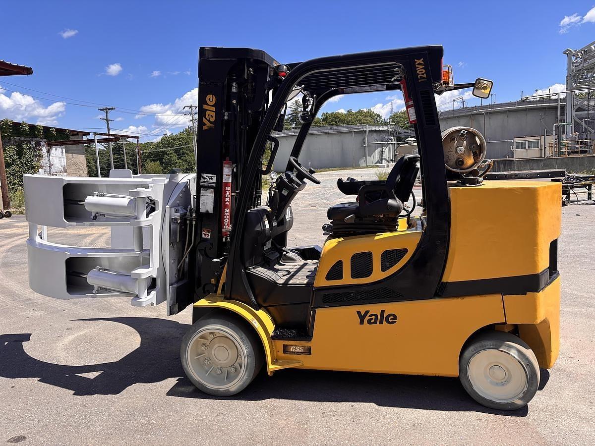 Used 12,000 POUND YALE GLC120VX FORKLIFT TRUCK WITH 84" CASCADE PAPER CLAMP