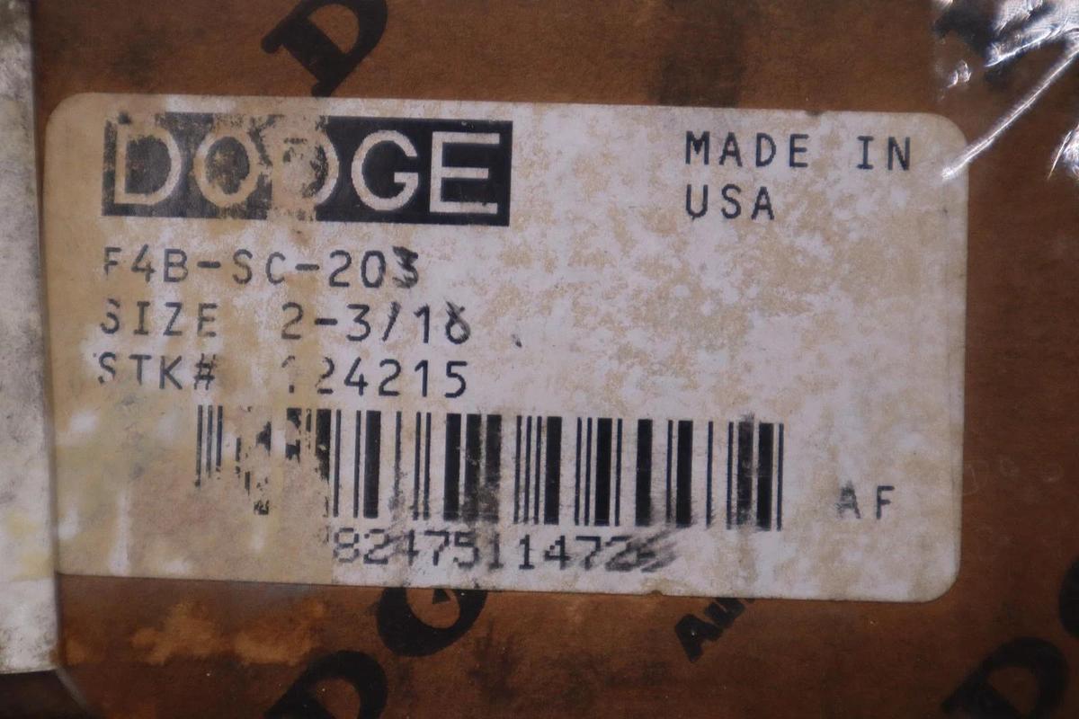 Used NEW DODGE 2-3/16" FOUR BOLT FLANGE BEARING F4B-SC-203 STK K3235CC