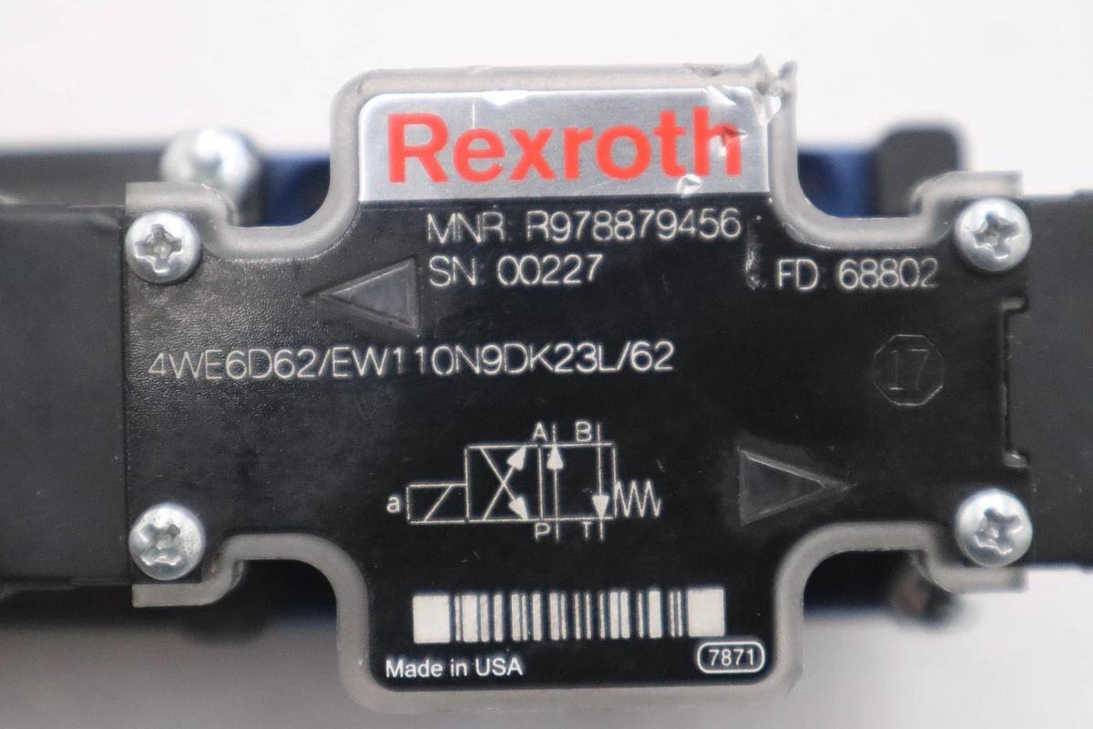 Used Rexroth R978879456 | 4WE6D62/EW110N9DK23L/62 Directional Spool Valve - GF358