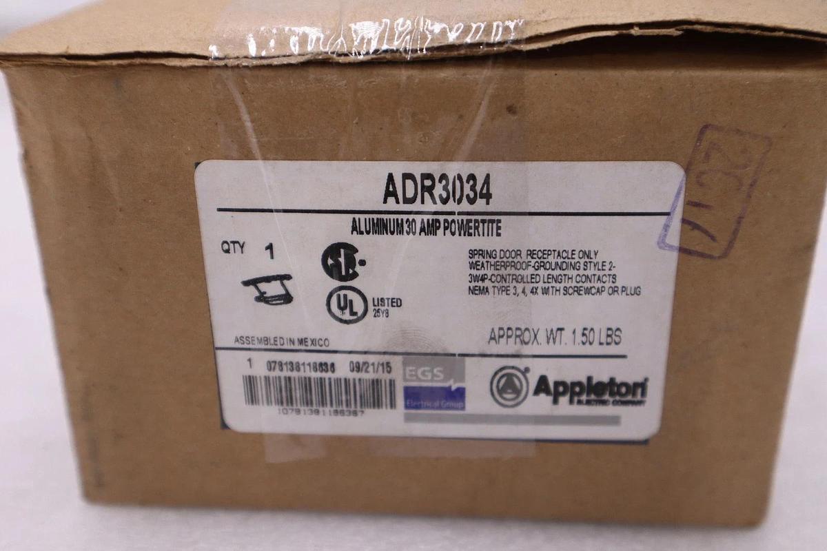 NEW APPLETON ADR3034 30A 3W 4P PIN-SLEEVE RECEPTACLE STOCK H528A