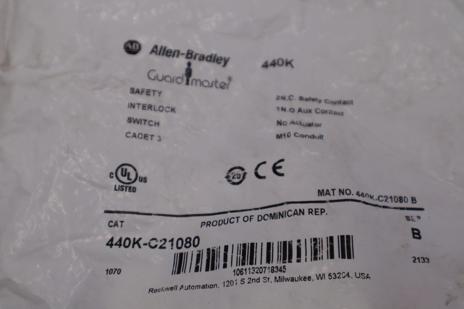 NEW ALLEN BRADLEY 440K-C21080 SERIES B SWITCH STOCK H1162A