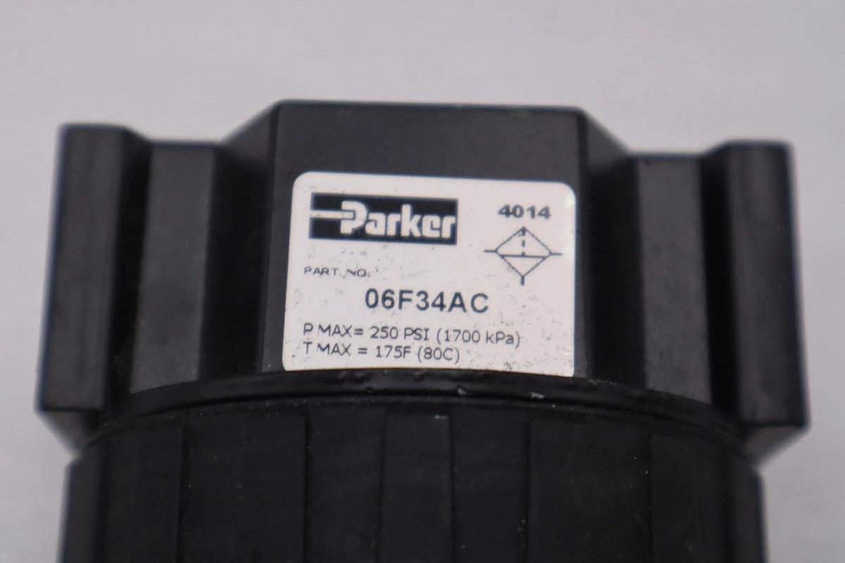 Used Parker Watts Fluid Air 06F34AC 1/2 Metal Bowl Filter Manual Drain STOCK H1599