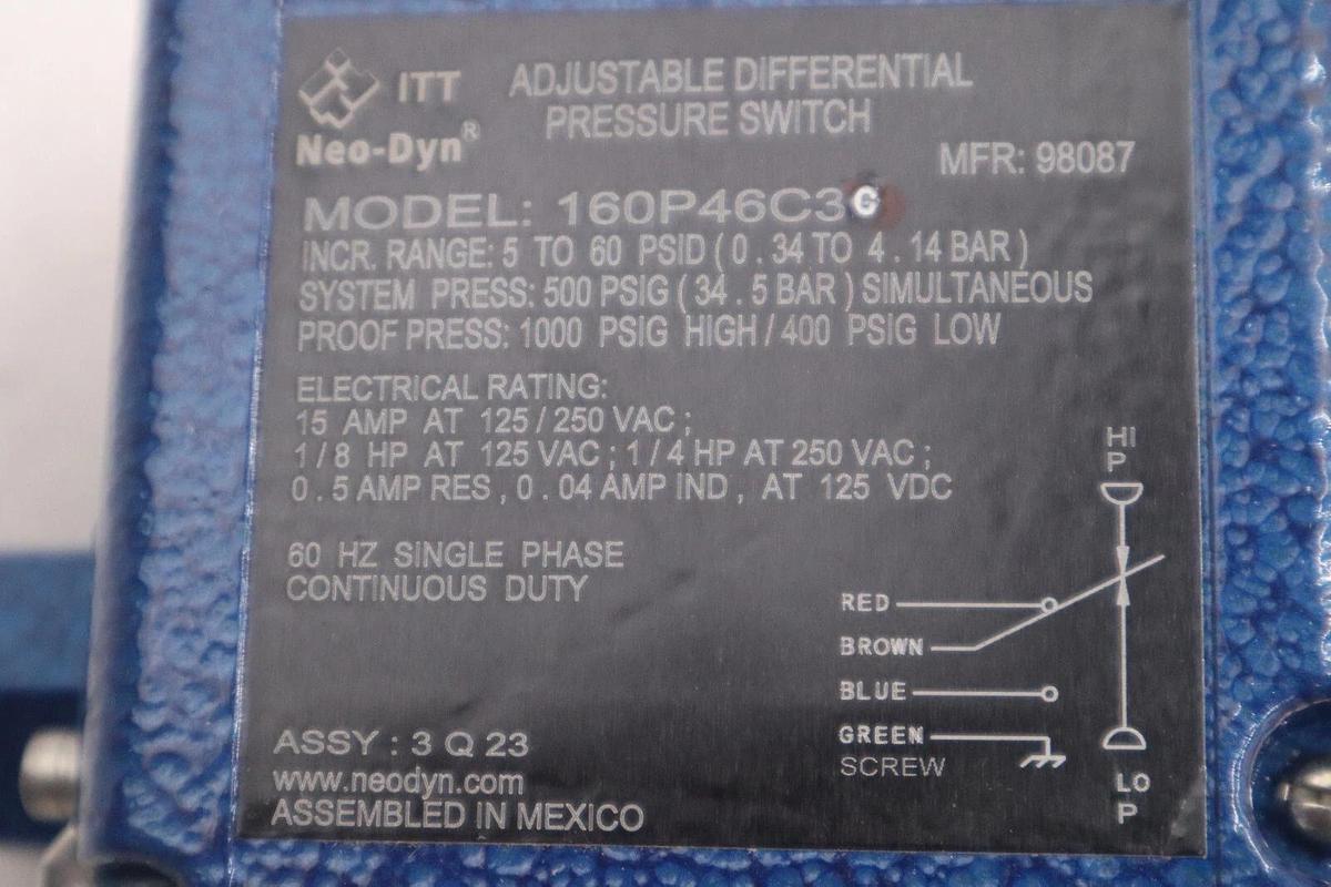 NEW Neodyne NEO-DYN 160P46C3 Differential Pressure Switch #G162A