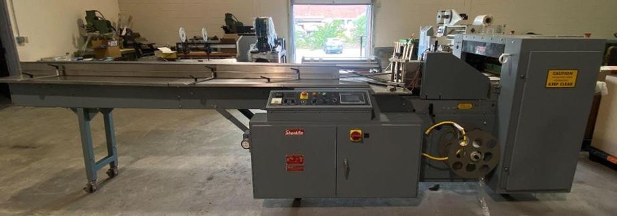 Used SHANKLIN F-5A AUTOMATIC SIDE SEAL SHRINK SYSTEM WITH SHANKLIN T-7XL HEAT TUNNEL