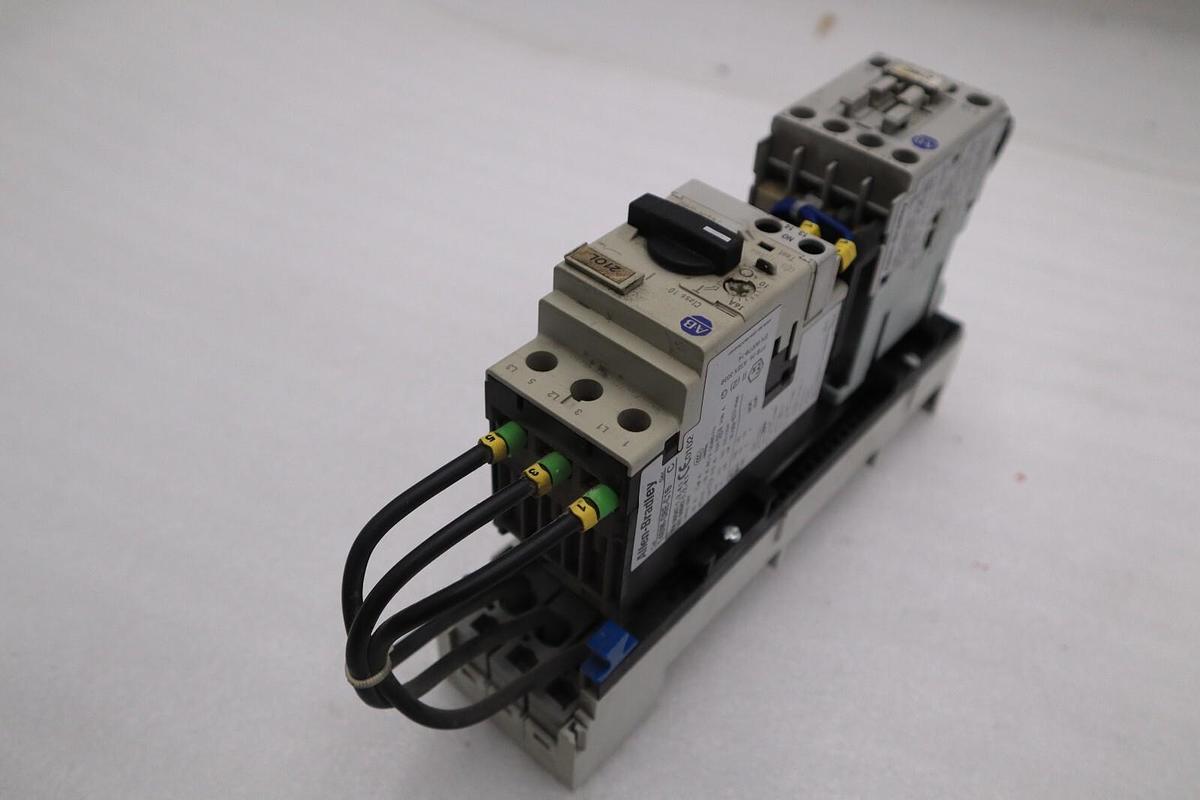 Used ALLEN BRADLEY 140M-D8E-C16 CIRCUIT BREAKER WITH 100-C16*10 CONTACTOR STOCK 717-A