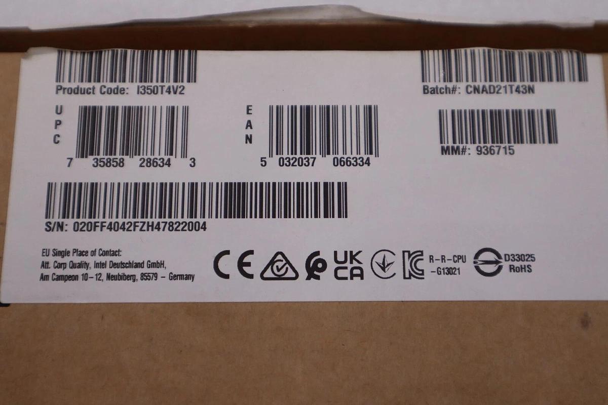 Used Intel I350-T4V2 I350-T4 PCI-E Quad Port RJ45 Gigabit Server Adapter STOCK H192A