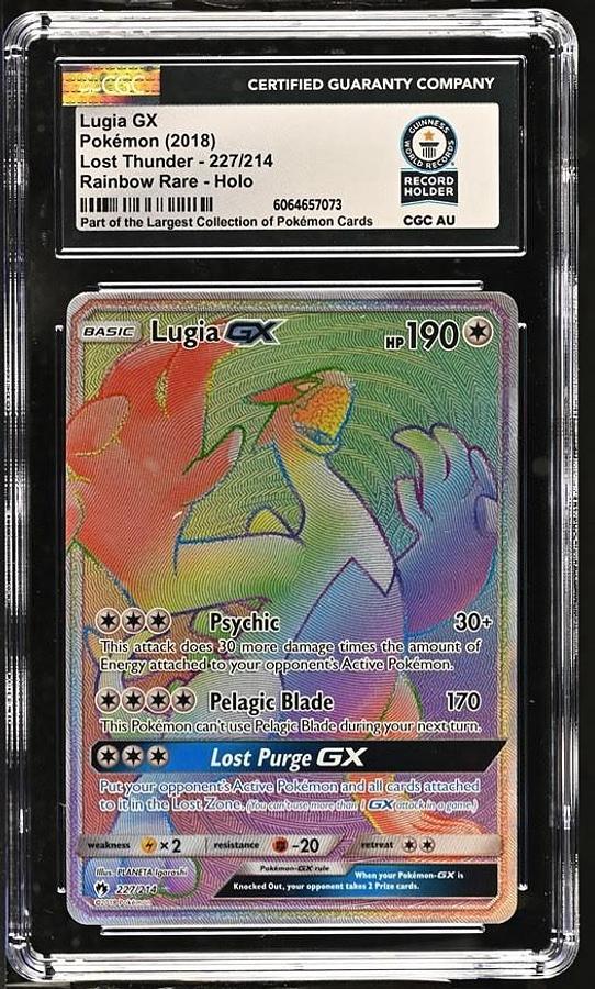 Used 2018 POKEMON SUN & MOON LOST THUNDER SECRET #227 LUGIA GX CGC WORLD RECORD 1/1