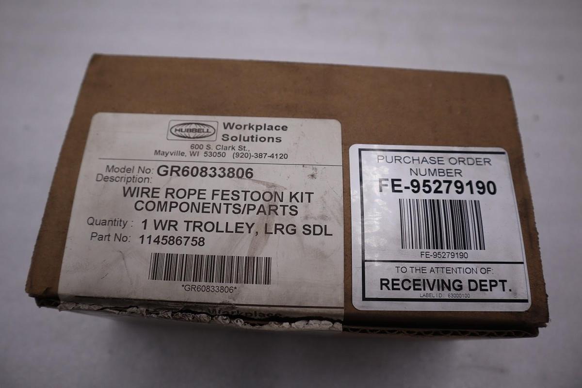 NEW HUBBELL WIRE ROPE FESTOON TOW CLAMP KIT GR60833806 STK 5047CC