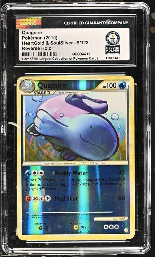 Used 2010 POKEMON HEARTGOLD & SOULSILVER #9 QUAGSIRE-REVERSE FOIL CGC WORLD RECORD