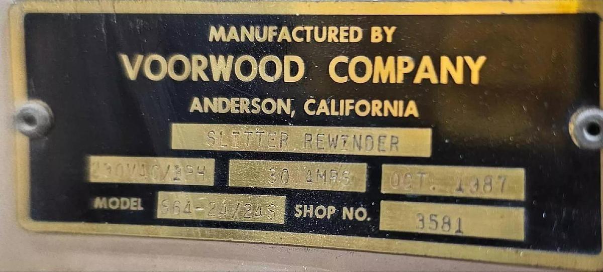 Used 64" WIDE VOORWOOD DUPLEX SLITTER REWINDER MODEL S64-24/24S