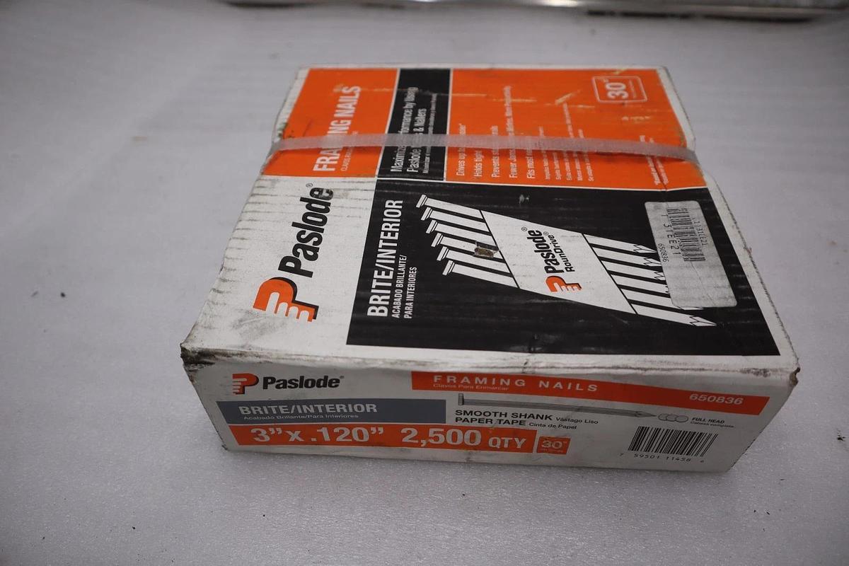 Used NEW Paslode Framing Nails Brite Interior 3" x .120" 2500 Qty  STK K-3962CC