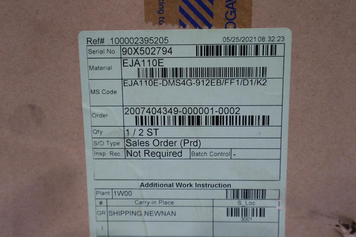 Used YOKOGAWA EJA110E-DMS4G-912EB/FF1/D1/K2 - EJA110E DIFFERENTIAL TRANSMITTER NEW