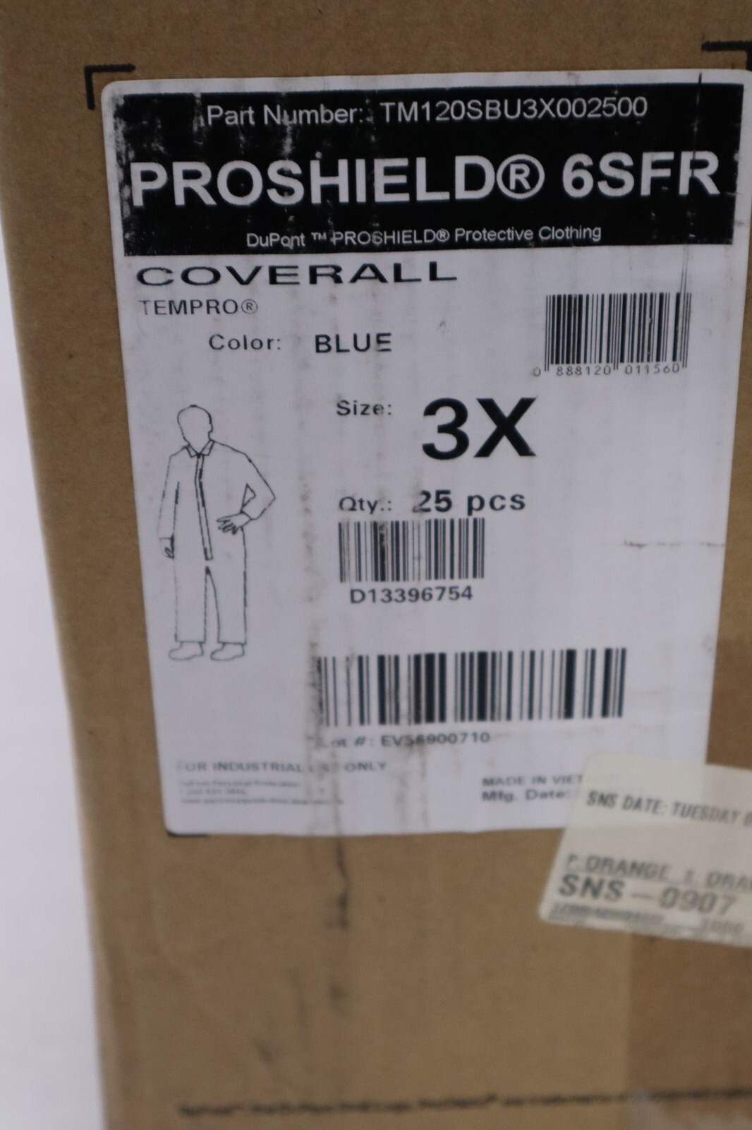 PROSHIELD TM120SBU2X002500 CASE OF 25 COVERALL BLU 2X OPEN WR/ANK FR TEMPRO H298