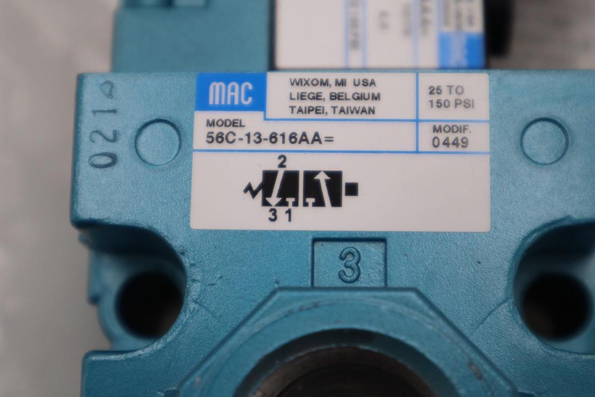 MAC VALVES 56C-13-616AA W/ 130B-616AAAA SOLENOID VALVE INTERNAL PILOT STK H1477