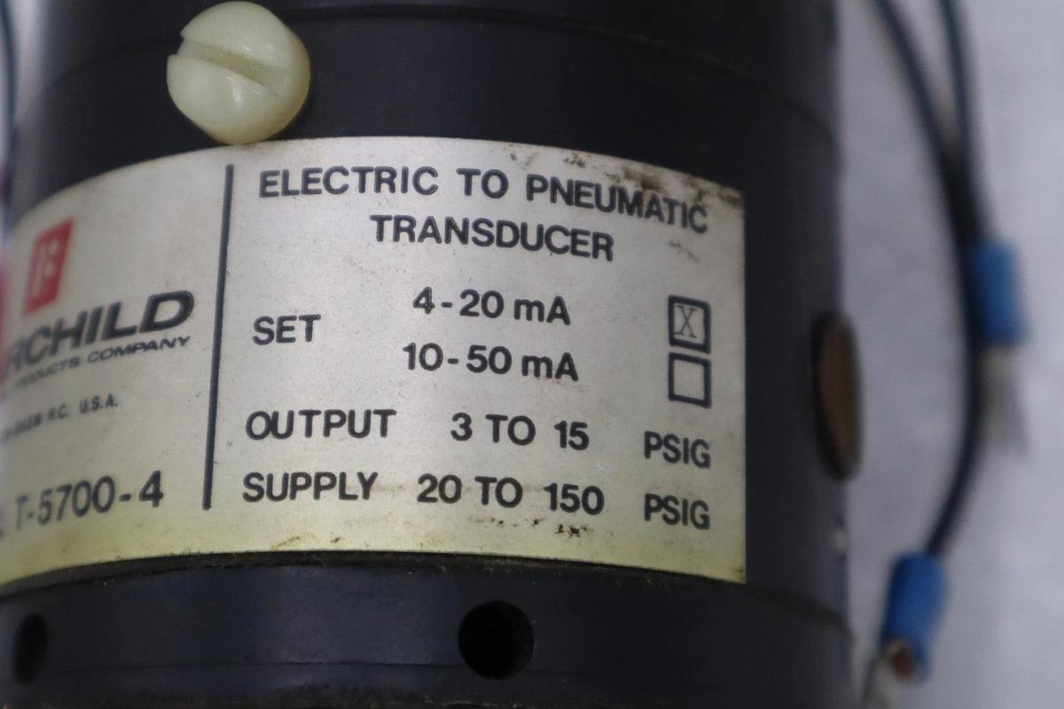 FAIRCHILD T-5700-4 ELECTRIC to PNEUMATIC TRANSDUCER *FREE SHIPPING* #2989CC