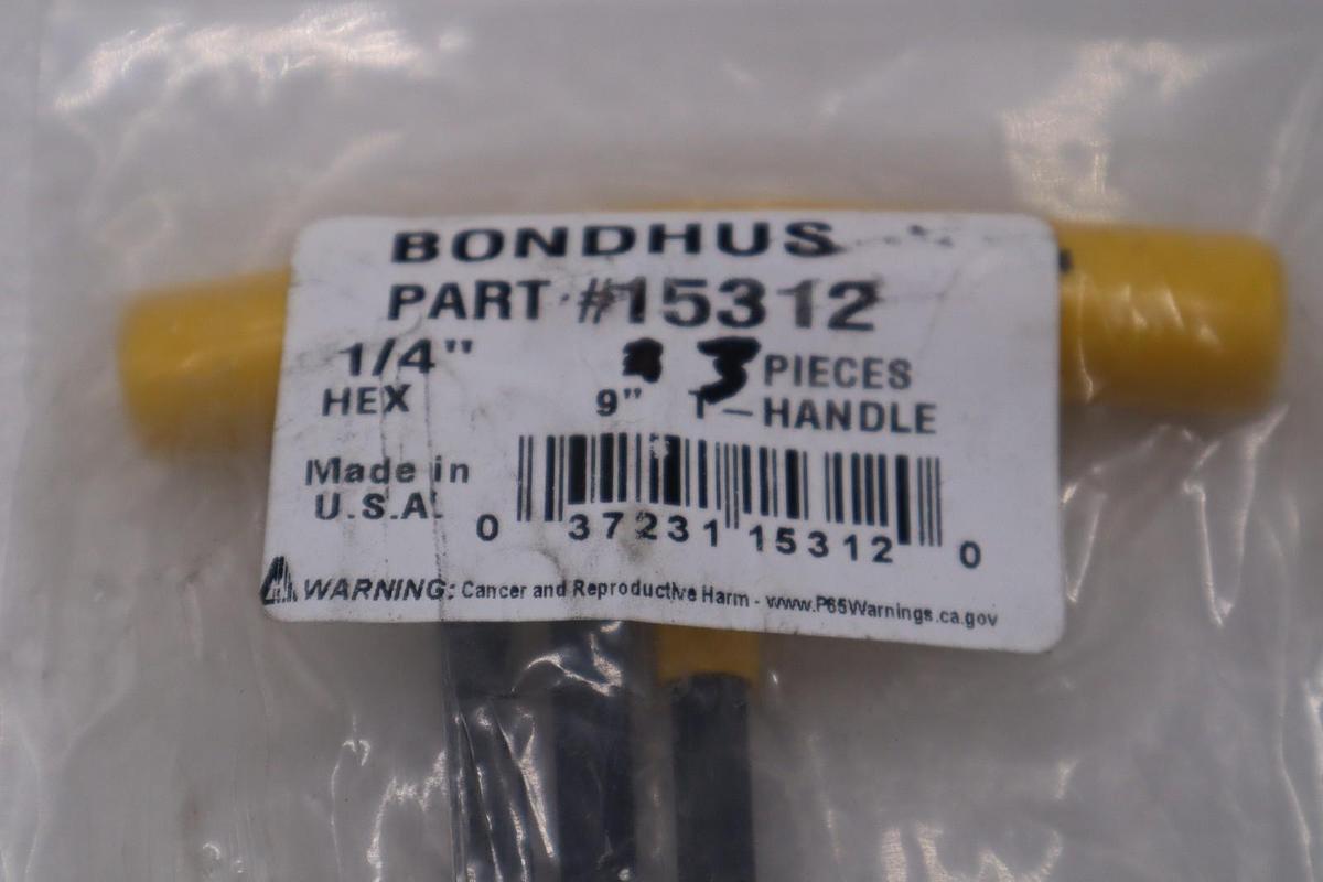 LOT OF 3 - Bondhus 15312 1/4" Hex Tip T-Handle with ProGuard Finish STOCK H1152A