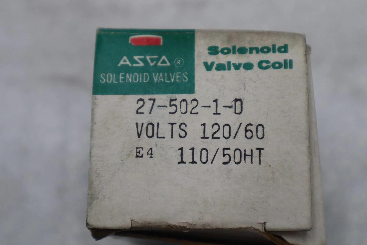 LOT OF 2 NEW OPEN BOX ASCO SOLENOID VALVE COIL 27-502-1D STOCK K-3555