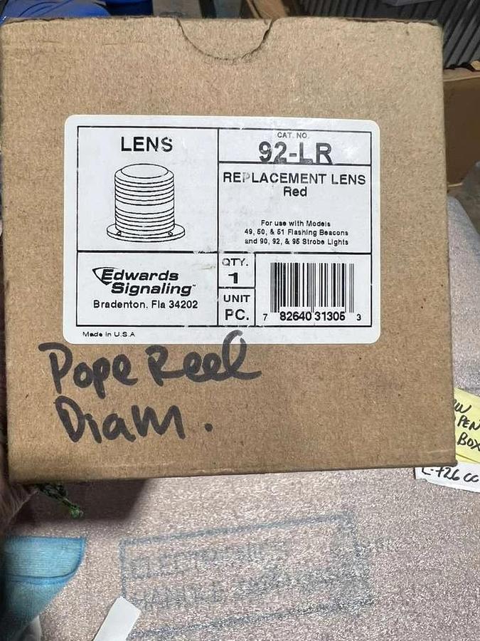 NEW OPEN BOX EDWARDS SIGNALING 92-LR / 92LR REPLACEMENT LENS STK L726CC