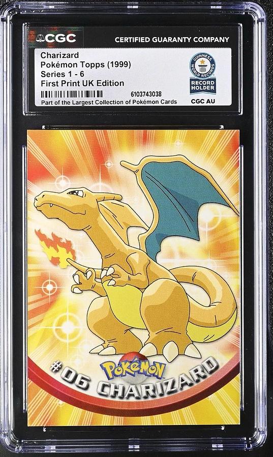 Used 1999 TOPPS POKEMON TV #6 CHARIZARD FIRST PRINT UK EDITION CGC WORLD RECORD 1/1