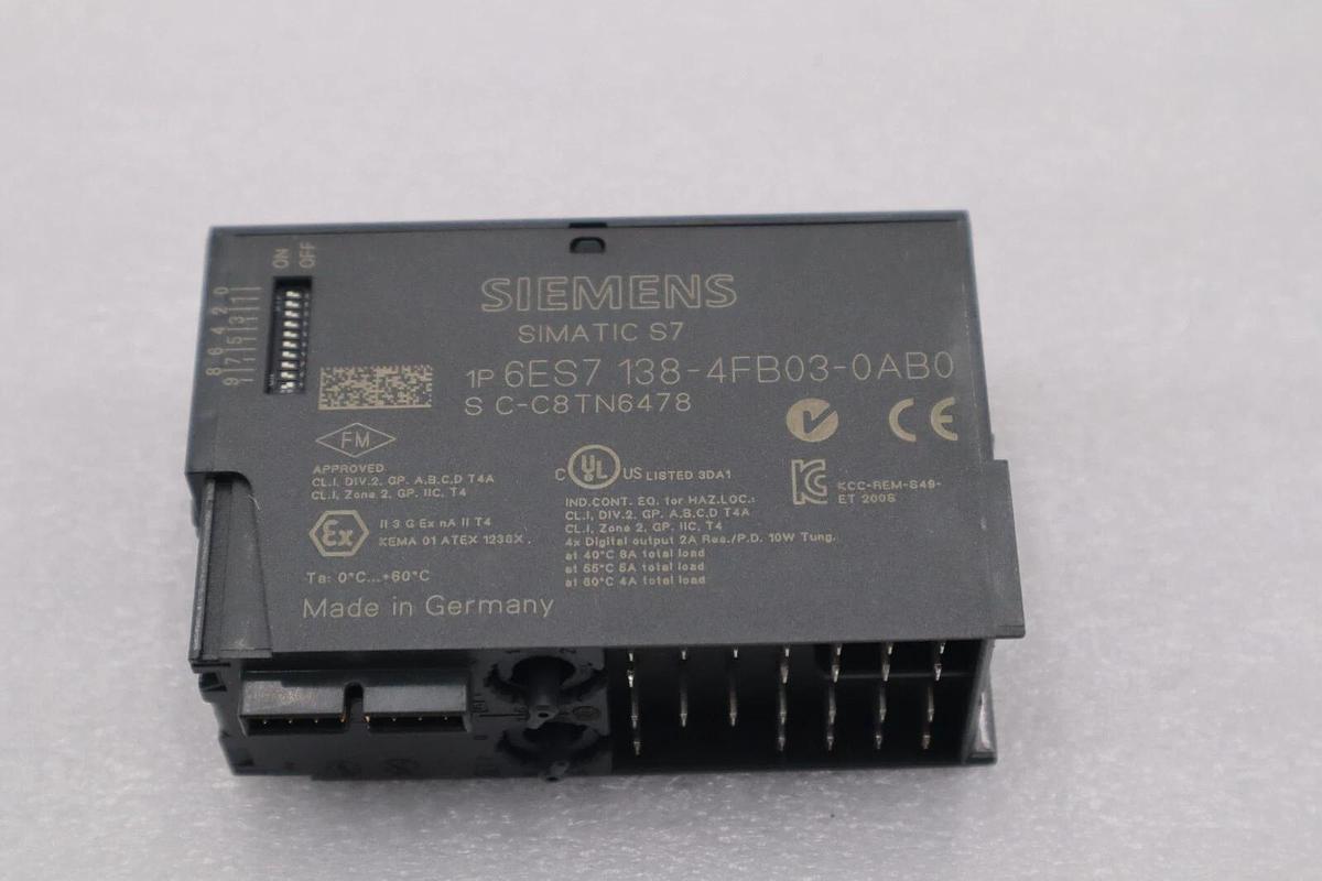 New Siemens 6ES7 138-4FB03-0AB0 ELECTRONICS MODULE ET200S STOCK L-525C