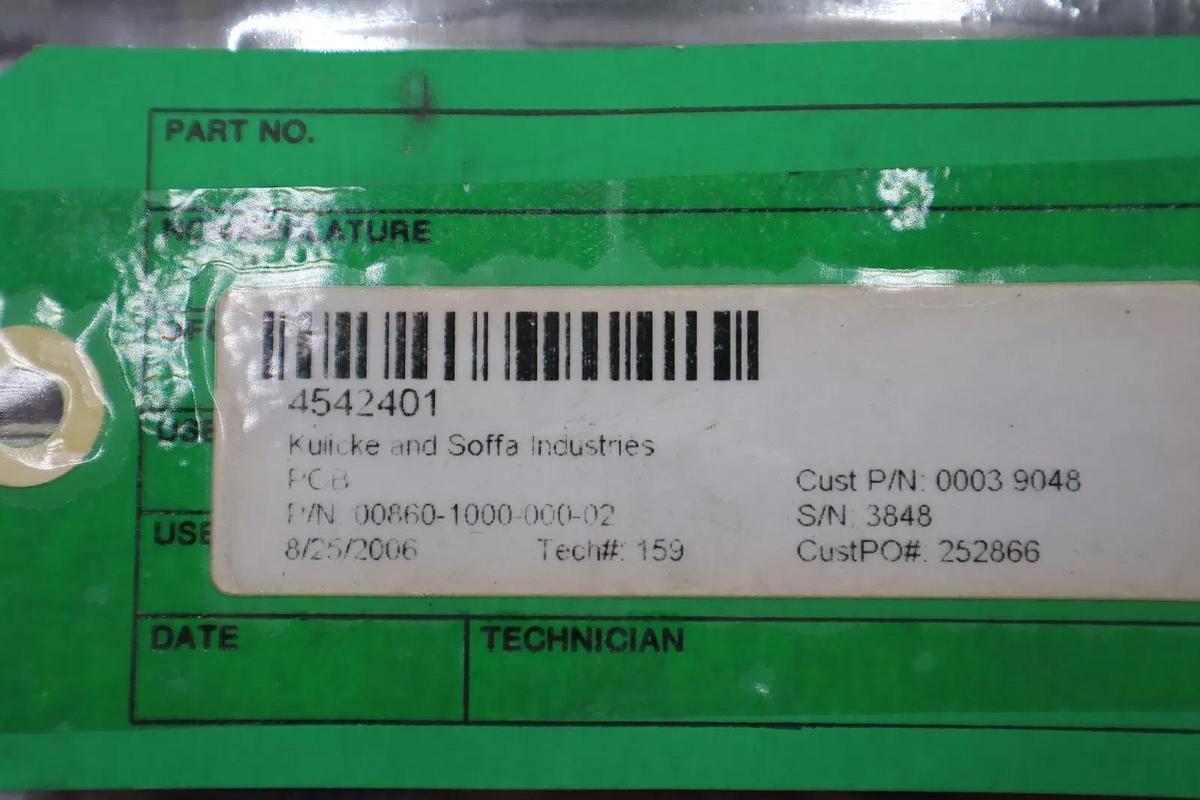 Used Kulicke and Soffa Indusries 4542401 00860-1000-000-02 Circuit Board #2828