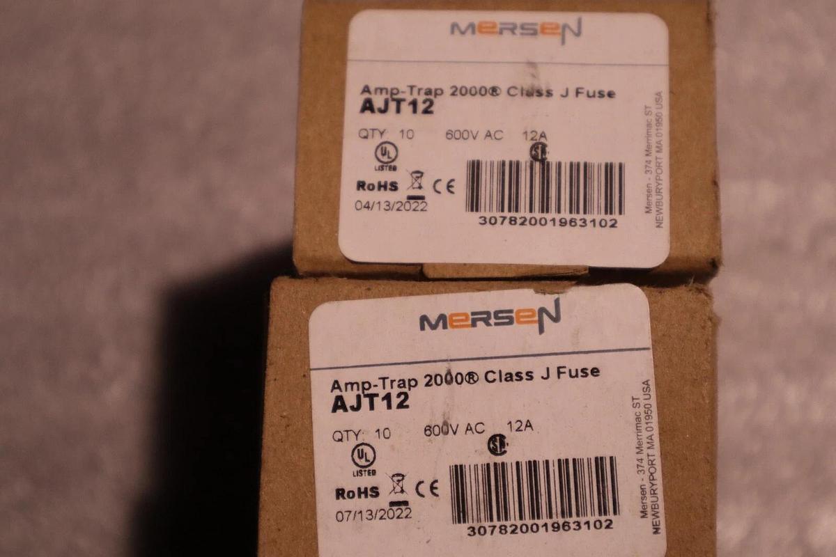 MERSEN FERRAZ SHAWMUT AJT12 12AMP 600V CLASS J TIME DELAY FUSE QTY 10 STOCK 5821