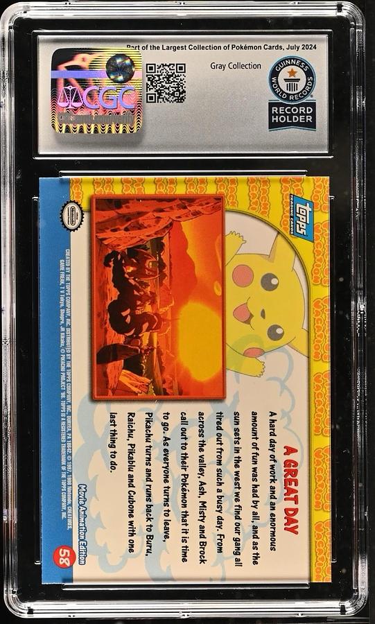 Used 1999 TOPPS POKEMON THE MOVIE A GREAT DAY #58 MOVIE EDITION CGC WORLD RECORD 1/1