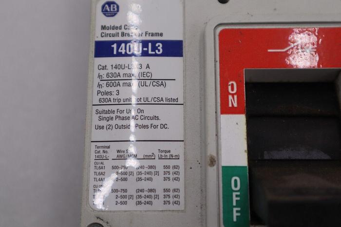Used ALLEN BRADLEY 140U-L3X3 A CIRCUIT BREAKER 140U-L3 STOCK 2101