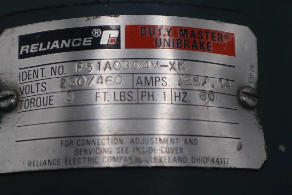RELIANCE ELECTRIC F51A0304M-XK UNIBRAKE / P56H5079N DUTY AC MOTOR MASTER #M-44