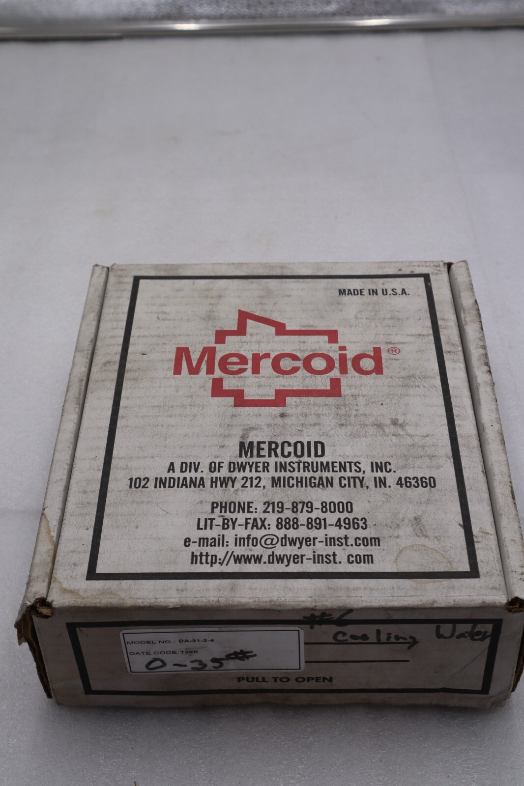 Used DWYER INSTRUMENTS MERCOID DA-31-2-4 T39K MECHANICAL PRESSURE SWITCH #L-800