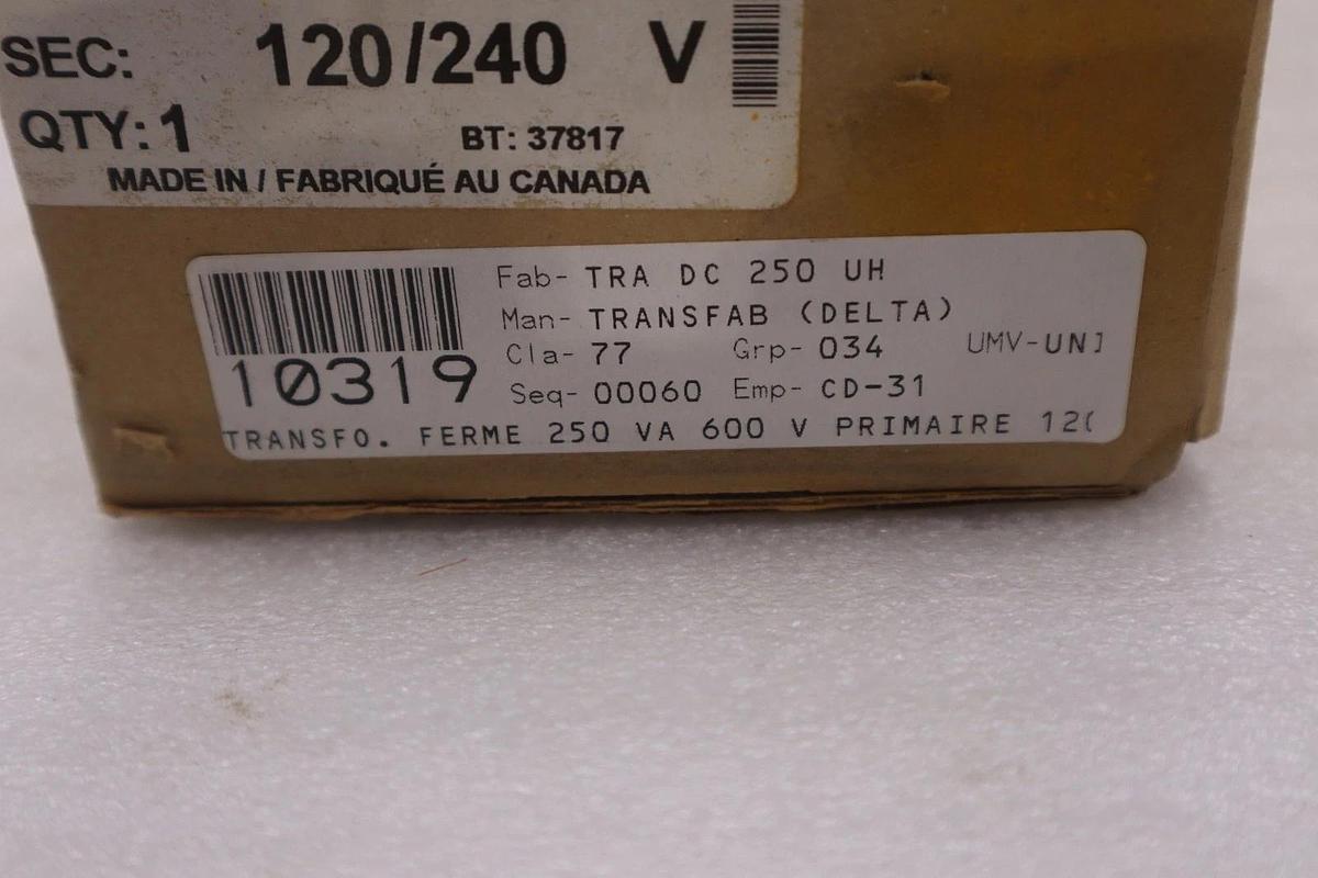 Used TRANSFAB TMS DC 0250UH 250V NEW IN BOX STOCK GF-1055