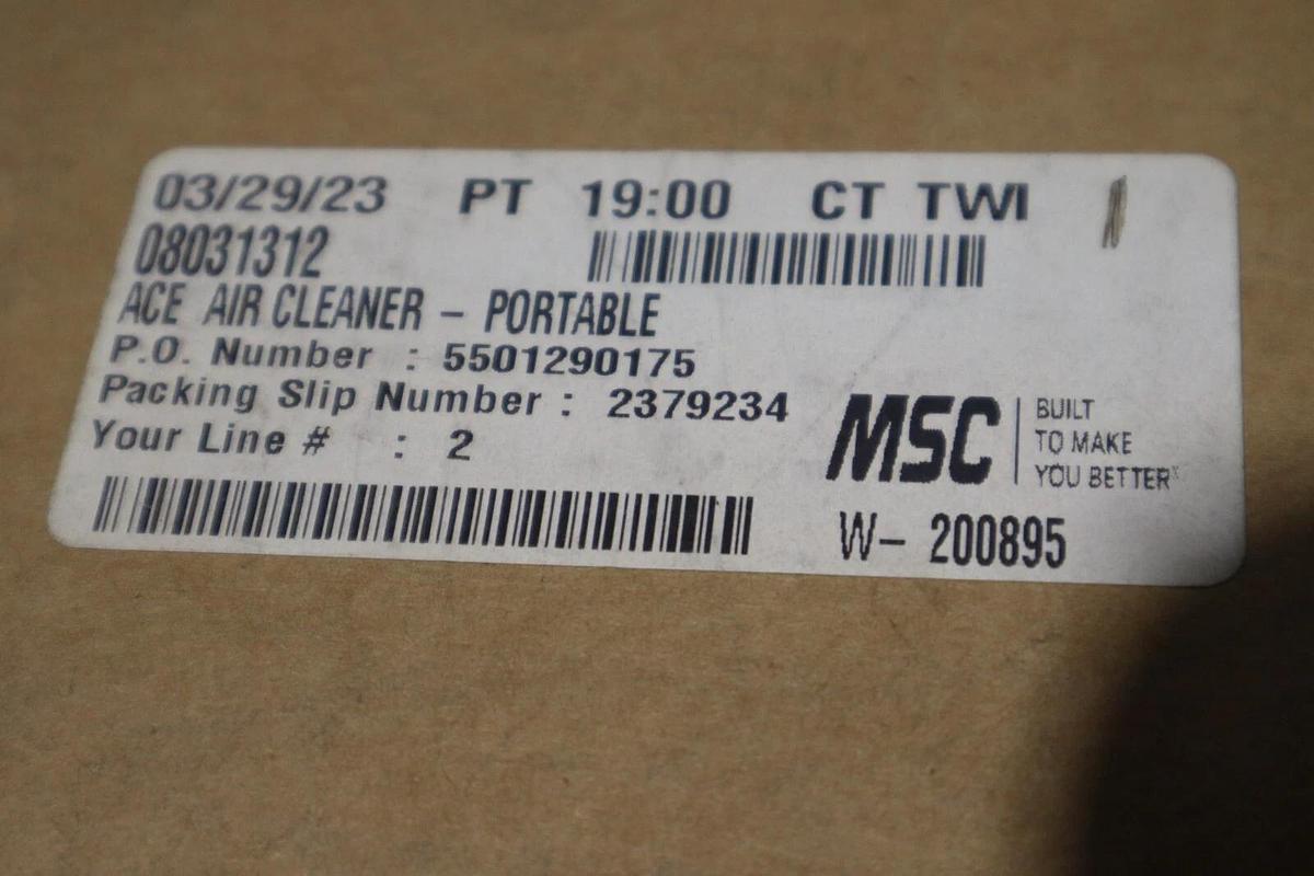 Used ACE INDUSTRIAL PRODUCTS 73-200 AIR FILTER 120 V NEW IN BOX STOCK HS6