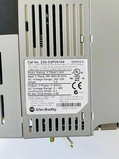 Used Allen Bradley 22D-D2P3N104 POWERFLEX-40 AC DRIVE 1.0HP #K-594