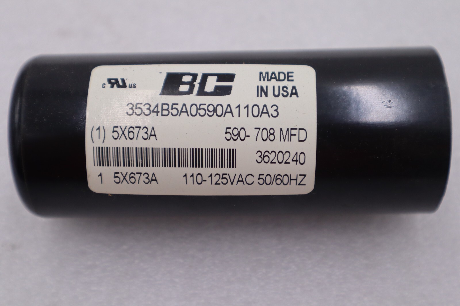 Used BC 5X673A 110-125 VAC 590-708 MFD STOCK #K-2308