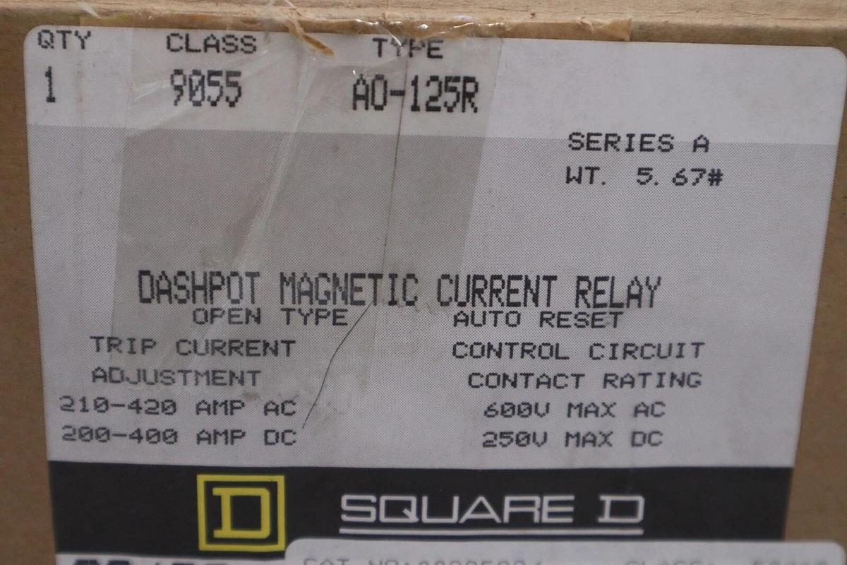 NEW SCHNEIDER ELECTRIC 9055 AO-125R/ 9055A0125R CURRENT RELAY MAGNETIC #G552A