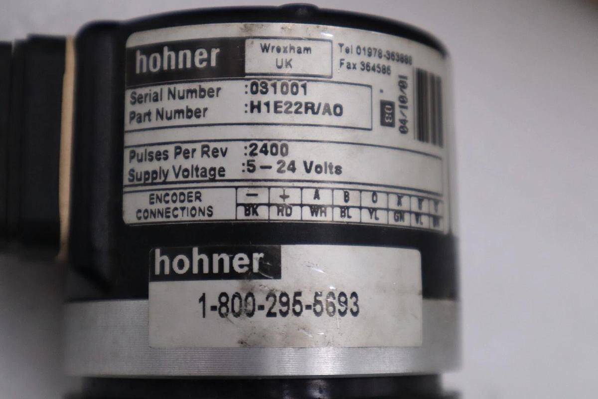Used NEW Hohner Encoder H1E22R/A0 / 031001 5-24 VOLTS 2400P PER REV STOCK H1021