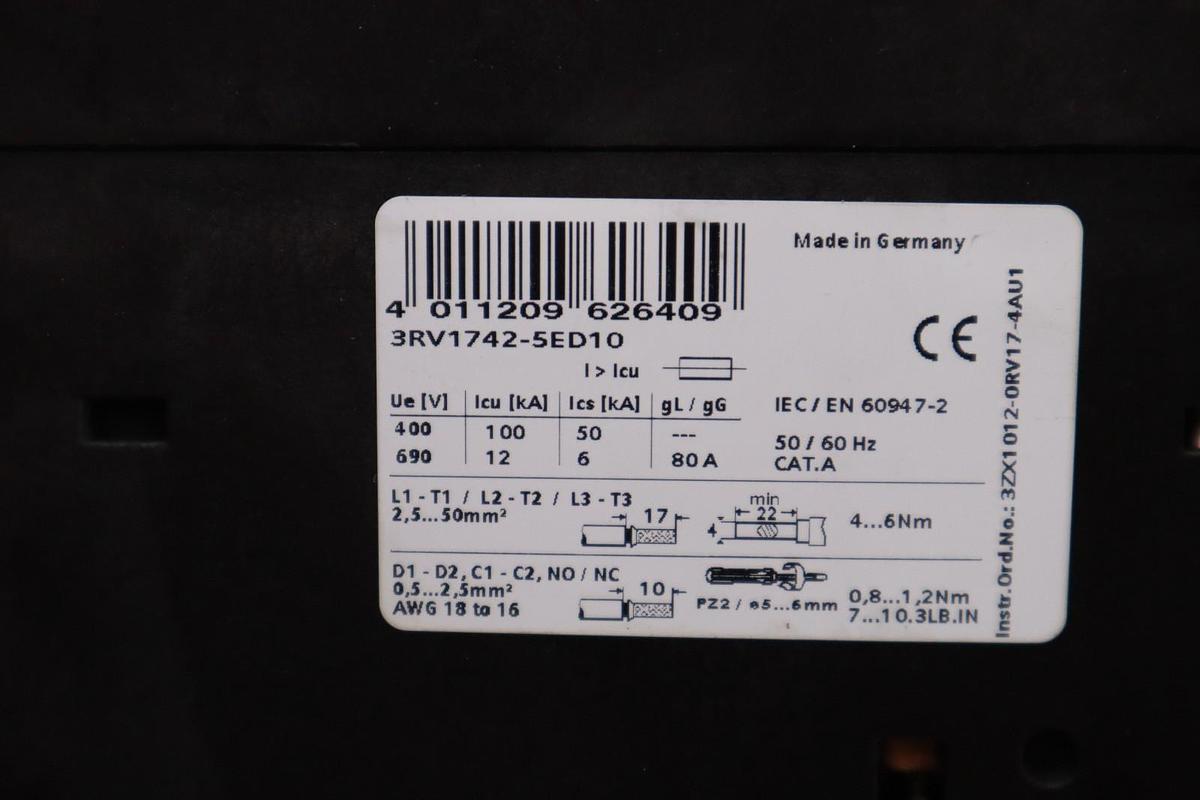 Used Siemens 3RV1742-5ED10 Circuit Breaker 30AMP STOCK H1428