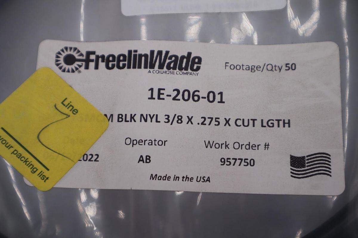 Freelin Wade 1E-206-01 Black Nylon 3/8 Tubing C03 .275 Cut Length #037-A
