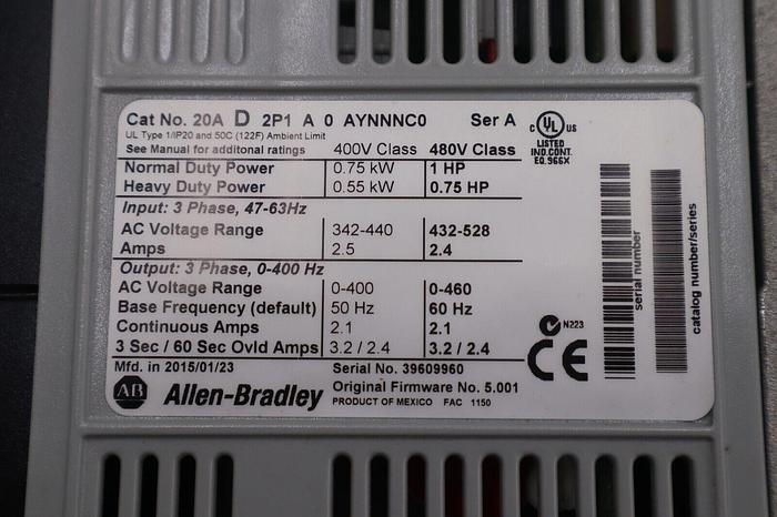 NEW Allen-Bradley Powerflex Drive 20AD2P1A0AYNNNC0 1 HP STOCK 2538