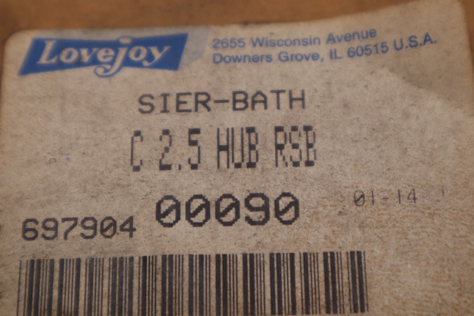 Used Lovejoy C 2.5 HUB Sier-Bath Coupling Hub Bore STOCK #B-877