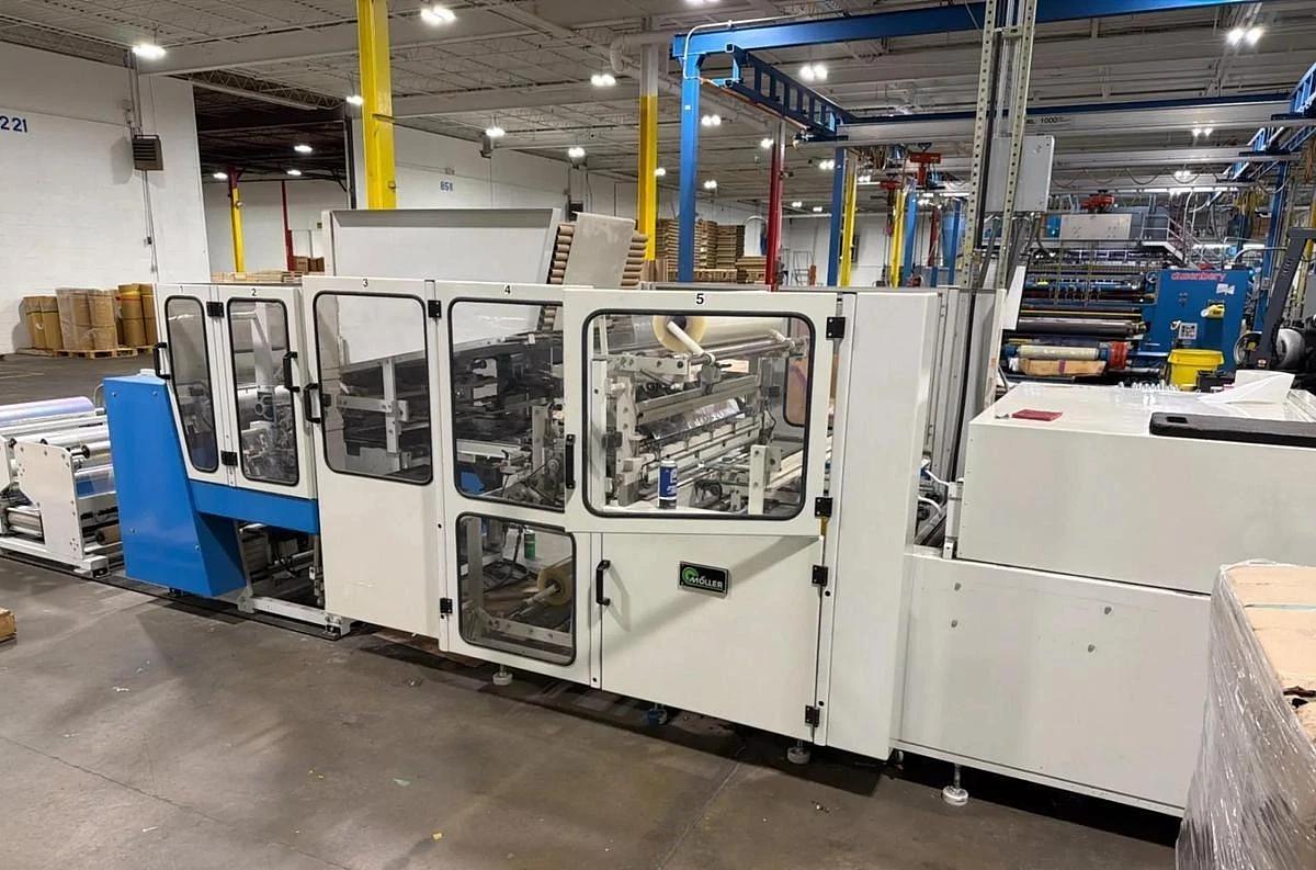 Used 40" (1000MM) MOLLER RW 1000 PLASTIC / GIFT WRAP COUNTER ROLL REWINDER LINE
