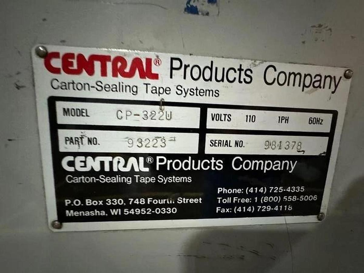 Used CENTRAL CP-322U CASE TAPER CARTON SEALER SYSTEM (SEVERAL AVAILABLE)