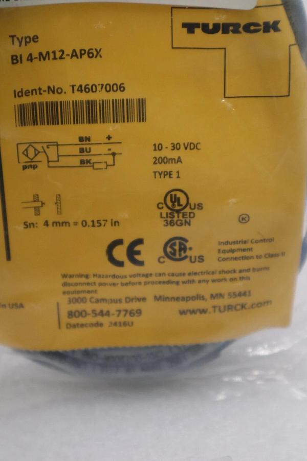 NEW OPEN BOX Turck BI4-G12K-AP6X Proximity Switch BI4G12KAP6X STK G975A