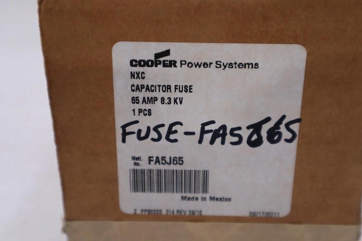 Used FA5J65 - COOPER - CAPACITOR FUSE, NXC, 8.3KV, 65A, NEW IN BOX STOCK GF73