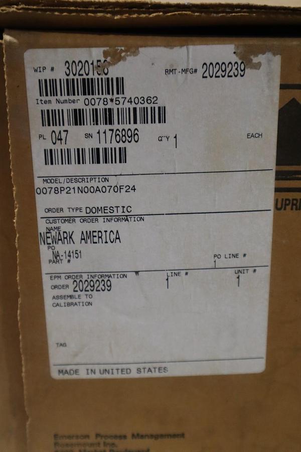 Rosemount 0078P21N00A070F24 Pressure Temperature Sensor NEW IN BOX STOCK GF-176