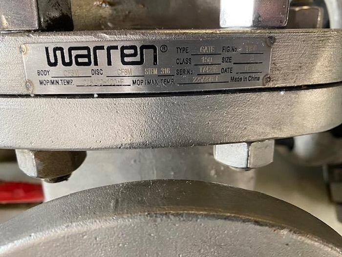Used WARREN GATE VALVE SIZE 4 S/S (TWO AVAILABLE)