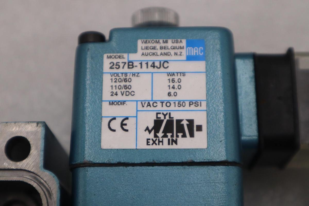 Used NEW NO BOX MAC 257B-114JC 110/120V 150PSI NSNP STOCK H149A